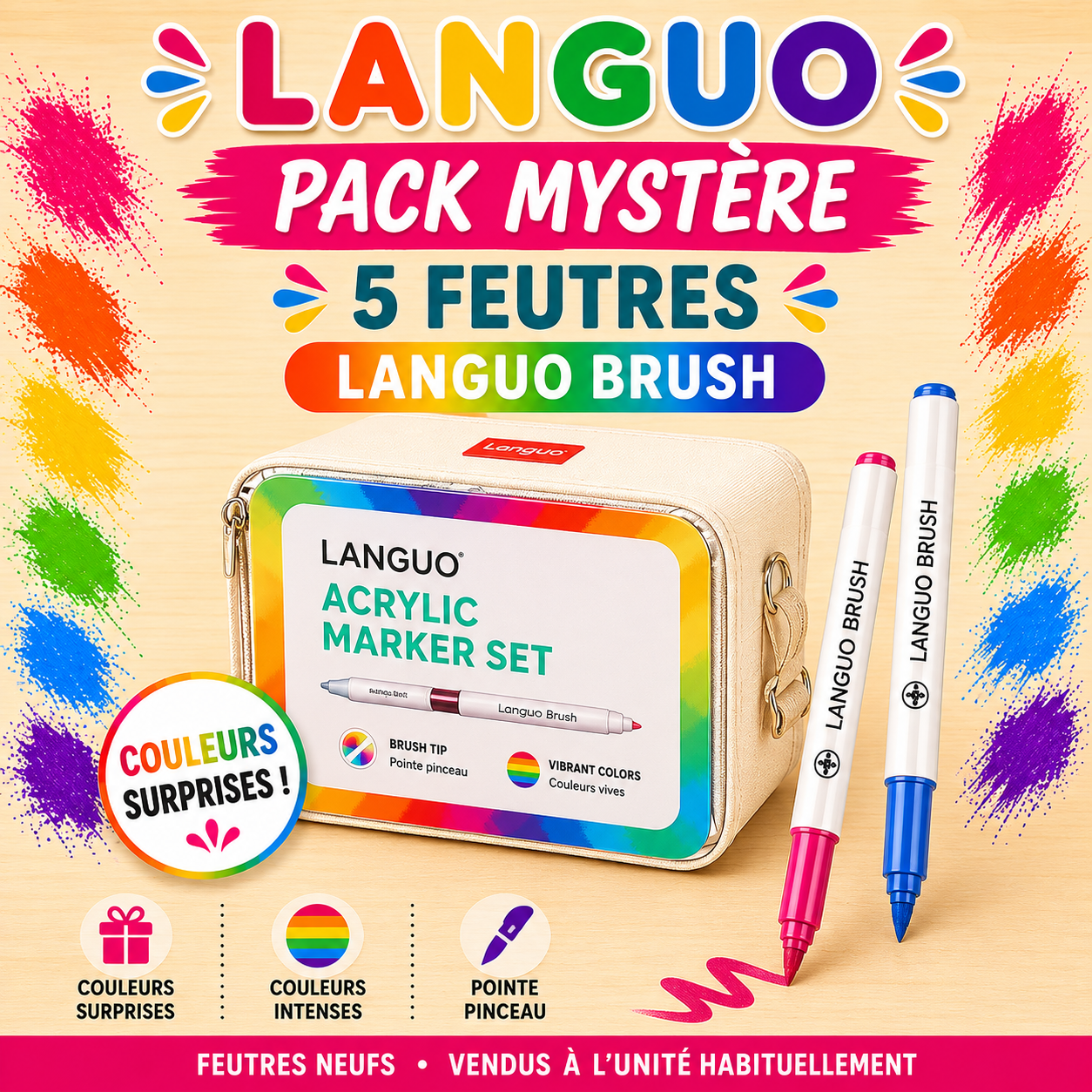 Pack Mystère 10 Feutres Acryliques Languo Brush