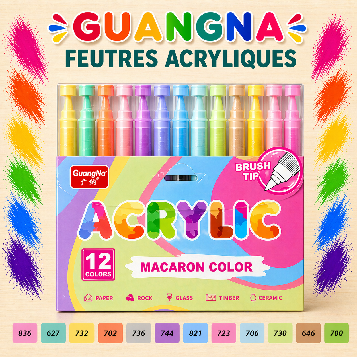 Feutre Acrylique Macaron GuangNa – Vendu à l'unité