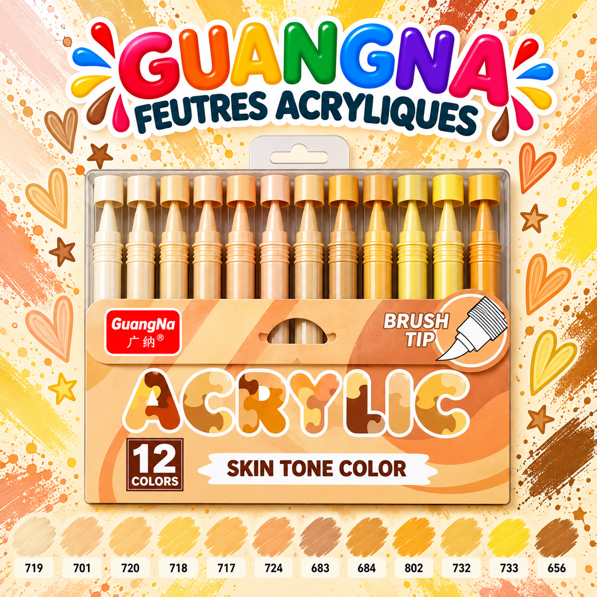 GuangNa Feutres Acryliques Skin Tone - À l'unité | Brush Tip