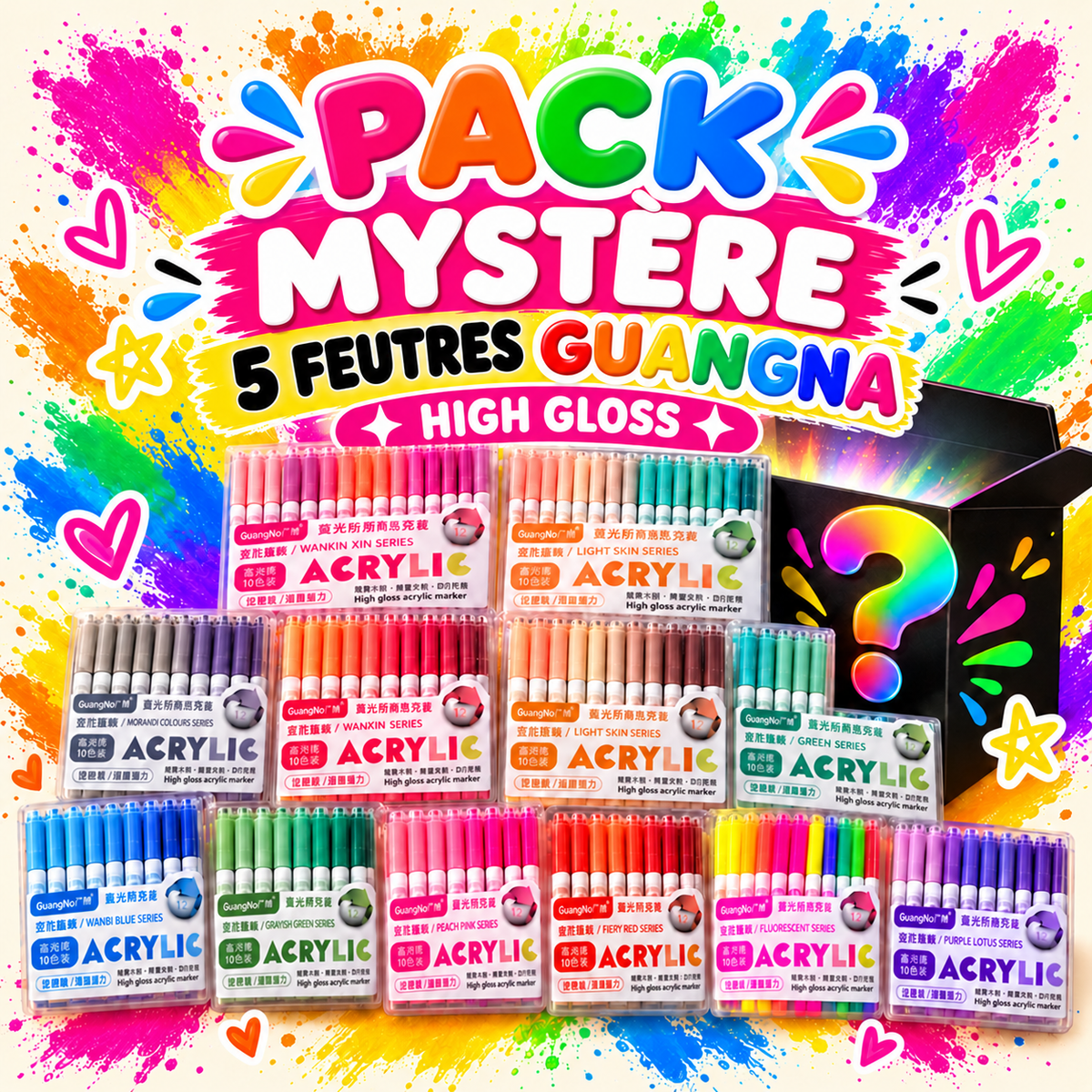 Pack Mystère – 5 Feutres Acryliques GuangNa High Gloss